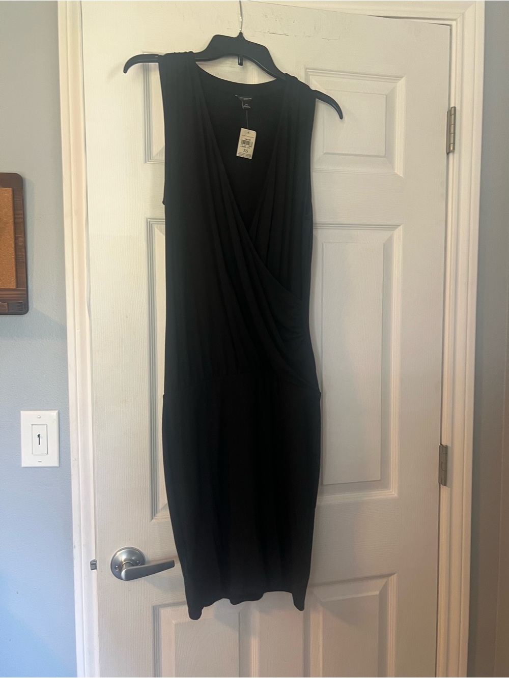 Ann Taylor Black Sleeveless Faux-Wrap Dress